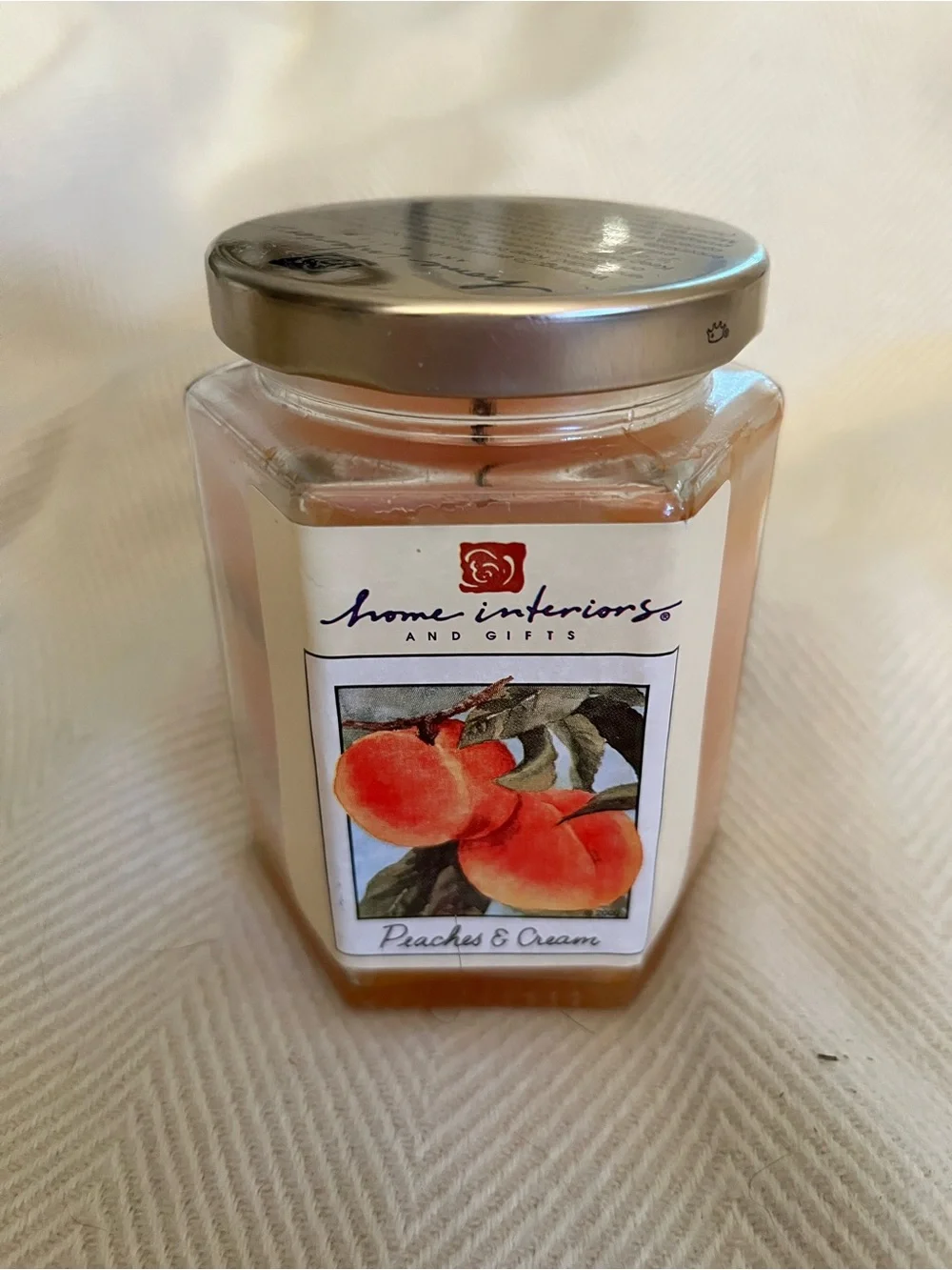 Vintage Home Interiors Jar Candle 7.5 oz PEACHES & CREAM Discontinued